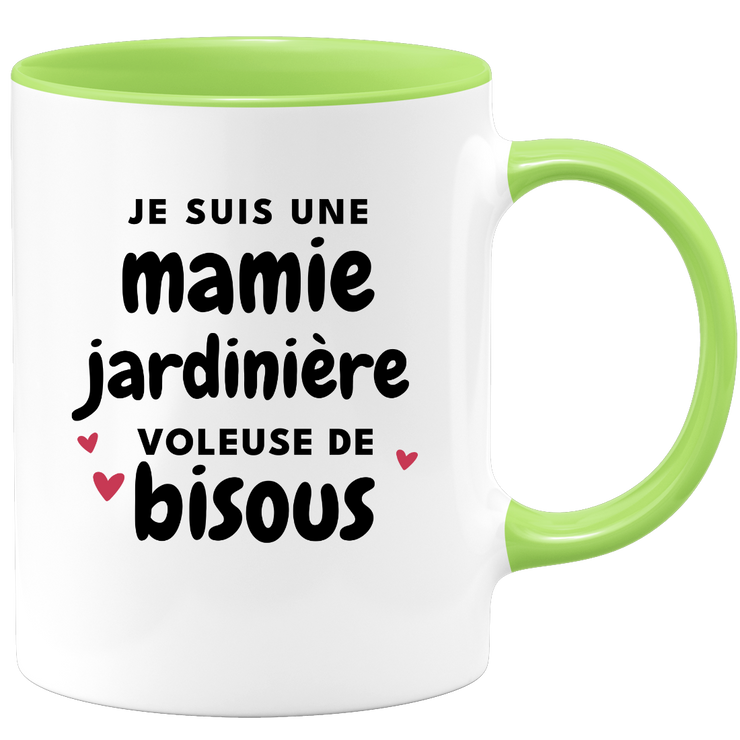 quotedazur - Mug Je Suis Une Mamie Jardinière Voleuse De Bisous - Cadeau Fête Des Grand Mères Original - Idée Cadeau Pour Anniversaire Mémé Jardinage - Cadeau Future Mamy Naissance