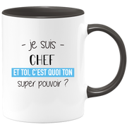 quotedazur - Mug Je Suis Chef Et Toi C'est Quoi Ton Super Pouvoir - Cadeau Humour Travail - Idée Cadeau Départ Collègue - Tasse Chef Chef - Idéal Pour Noël Au Bureau