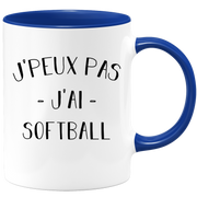 Mug I can't I have softball - funny birthday humor gift for softball