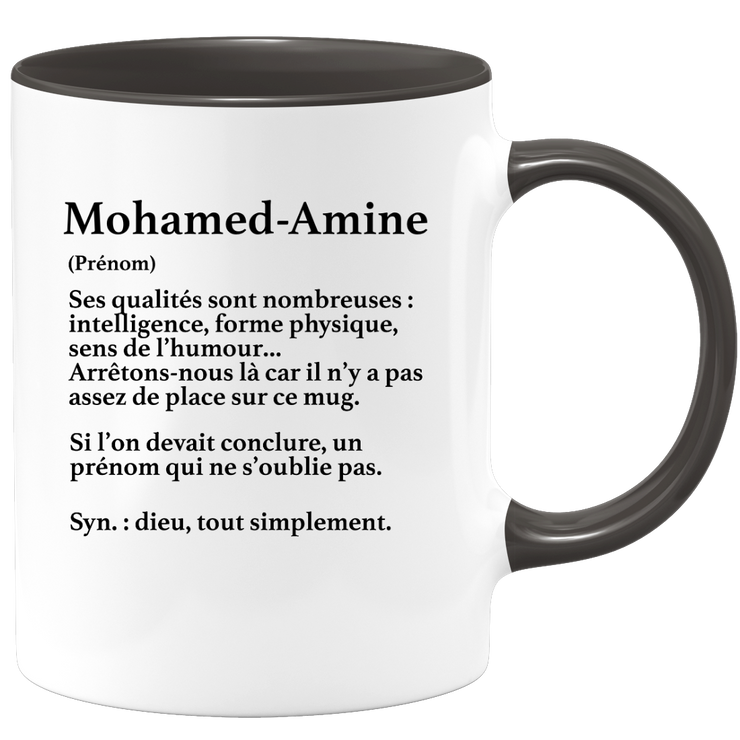 quotedazur - Mug Définition Prénom Mohamed-amine Dieu Tout Simplement - Cadeau Humour Prénom - Idée Cadeau Famille Saint Valentin - Tasse Prénom Mohamed-amine