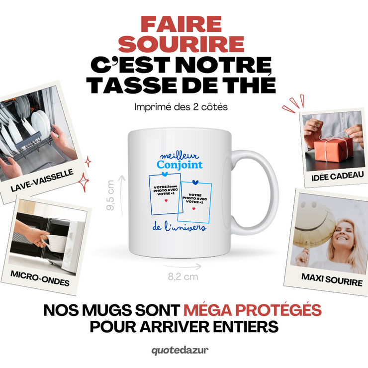 Mug Meilleur Conjoint de l'univers - Mug personnalisé avec 2 photos couple