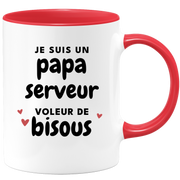 quotedazur - Mug Je Suis Un Papa Serveur Voleur De Bisous - Cadeau Fête Des Pères Original - Idée Cadeau Pour Anniversaire Papa - Cadeau Pour Futur Papa Naissance