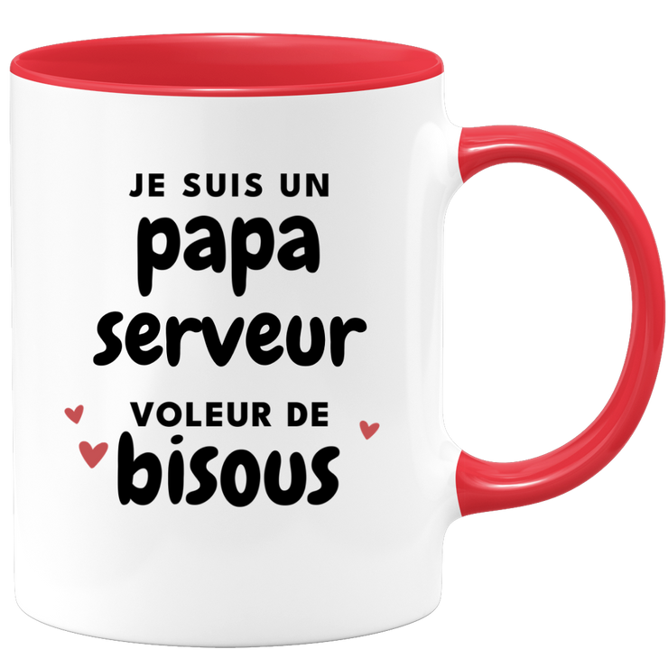 quotedazur - Mug Je Suis Un Papa Serveur Voleur De Bisous - Cadeau Fête Des Pères Original - Idée Cadeau Pour Anniversaire Papa - Cadeau Pour Futur Papa Naissance