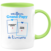 Mug Meilleur Grand-papy de l'univers - Mug personnalisé avec 2 photos famille