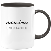 quotedazur - Mug Monsieur Le Agent d accueil - Cadeau Humour Métier Travail  - Idée Cadeau Agent d accueil Pot De Départ Chef Mutation - Tasse Cadeau Retraite Noël Au Bureau