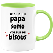 quotedazur - Mug Je Suis Un Papa Sumo Voleur De Bisous - Cadeau Fête Des Pères Original - Idée Cadeau Pour Anniversaire Papa - Cadeau Pour Futur Papa Naissance