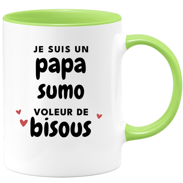 quotedazur - Mug Je Suis Un Papa Sumo Voleur De Bisous - Cadeau Fête Des Pères Original - Idée Cadeau Pour Anniversaire Papa - Cadeau Pour Futur Papa Naissance