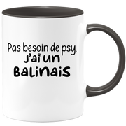 quotedazur - Mug Pas Besoin De Psy J'ai Un Balinais - Cadeau Humour Chat - Tasse Originale Animaux Cadeau Noël Anniversaire