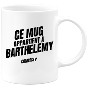 Mug Ce mug appartient à Barthelemy, compris ?