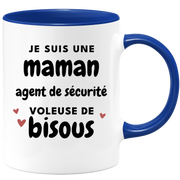 quotedazur - Mug Je Suis Une Maman Agent De Sécurité Voleuse De Bisous - Cadeau Fête Des Mères Original - Idée Cadeau Pour Anniversaire Maman - Cadeau Pour Future Maman Naissance