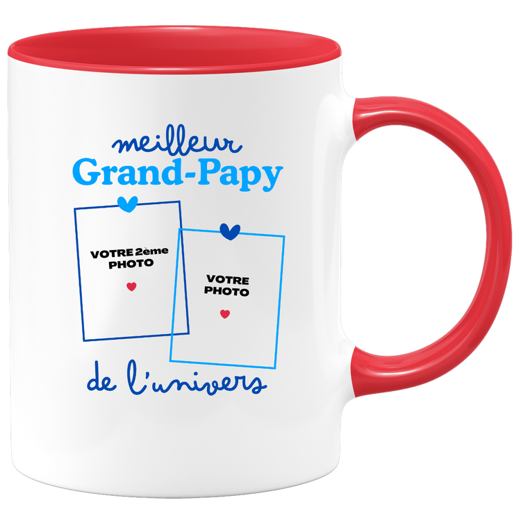 Mug Meilleur Grand-papy de l'univers - Mug personnalisé avec 2 photos famille