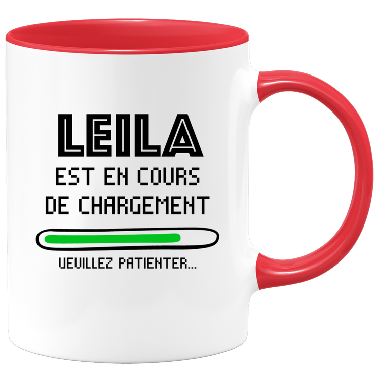 quotedazur - Mug Leila Est En Cours De Chargement Veuillez Patienter - Cadeau Leila Prénom Femme Personnalisé - Cadeau Annniversaire Noël Adolescent Collègue