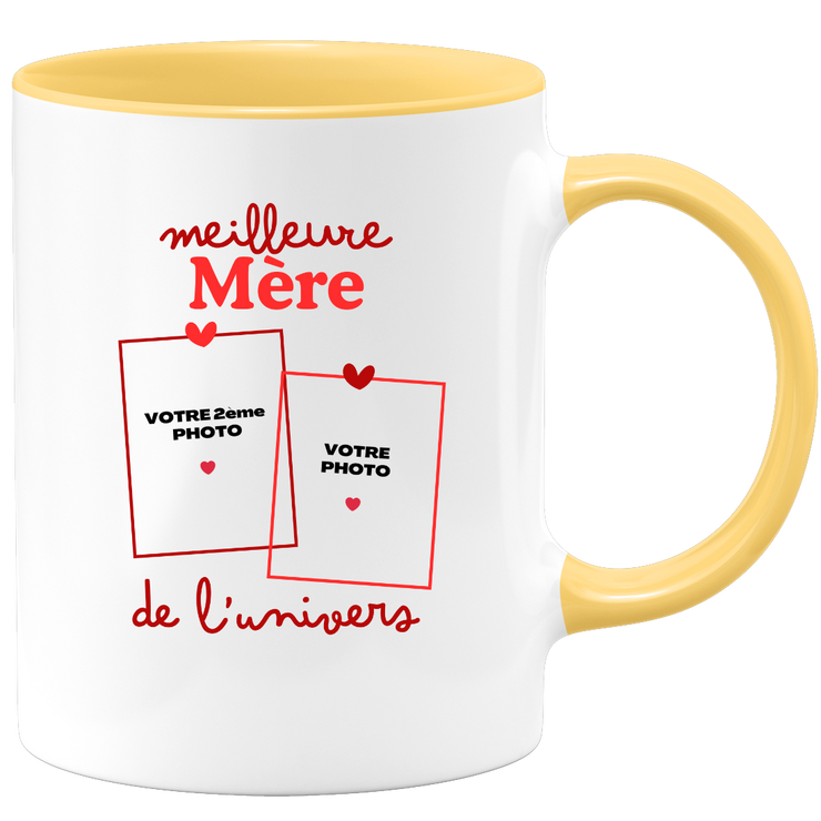 Mug Meilleure Mère de l'univers - Mug personnalisé avec 2 photos famille
