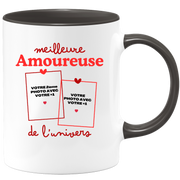 Mug Meilleure Amoureuse de l'univers - Mug personnalisé avec 2 photos couple