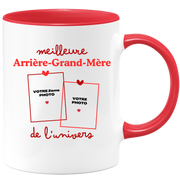 Mug Meilleure Arrière-grand-mère de l'univers - Mug personnalisé avec 2 photos famille