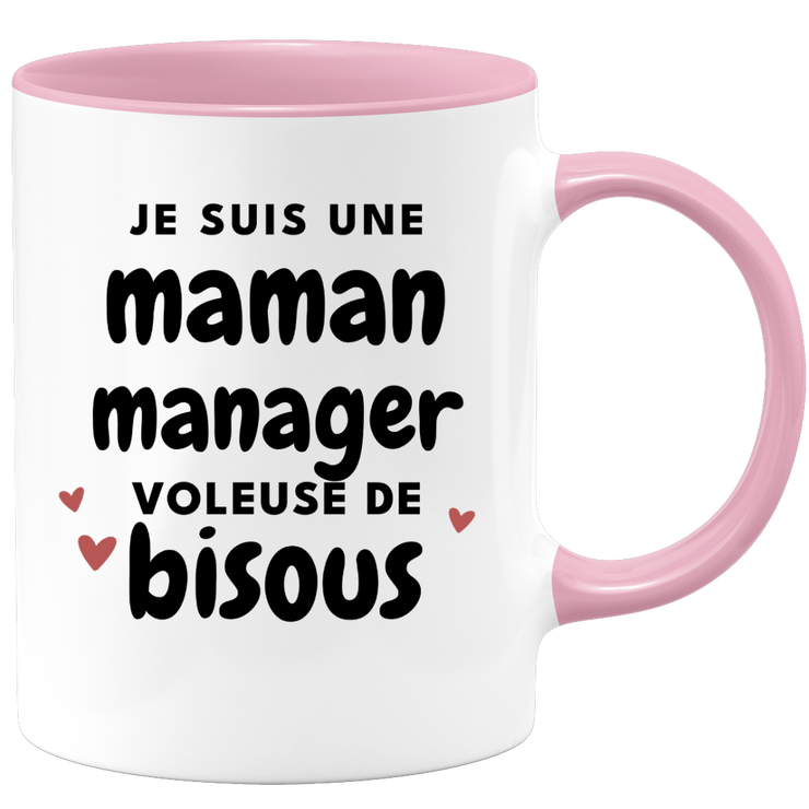 quotedazur - Mug Je Suis Une Maman Manager Voleuse De Bisous - Cadeau Fête Des Mères Original - Idée Cadeau Pour Anniversaire Maman - Cadeau Pour Future Maman Naissance