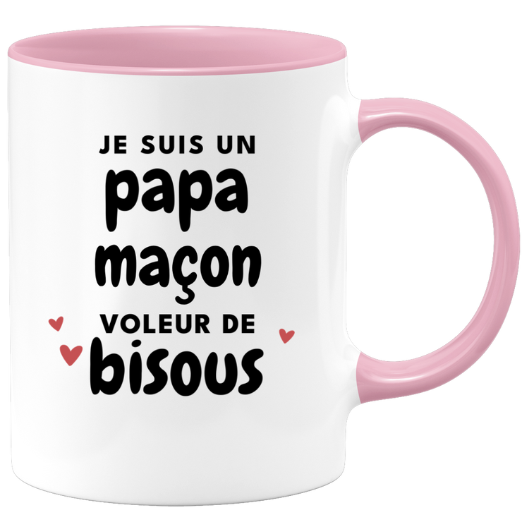 quotedazur - Mug Je Suis Un Papa Maçon Voleur De Bisous - Cadeau Fête Des Pères Original - Idée Cadeau Pour Anniversaire Papa - Cadeau Pour Futur Papa Naissance