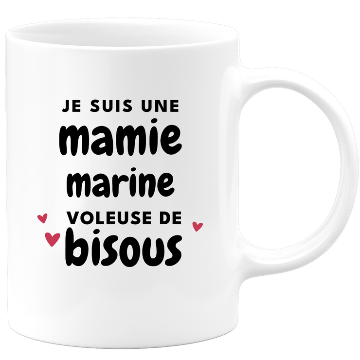 quotedazur - Mug Je Suis Une Mamie Marine Voleuse De Bisous - Cadeau Fête Des Grand Mères Original - Idée Cadeau Pour Anniversaire Mémé Bateau - Cadeau Future Mamy Naissance