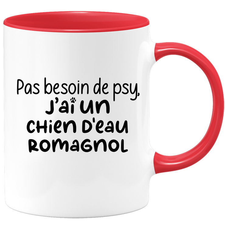 quotedazur - Mug Pas Besoin De Psy J'ai Un Chien d'eau Romagnol - Cadeau Humour Chien - Tasse Originale Animaux Cadeau Noël Anniversaire