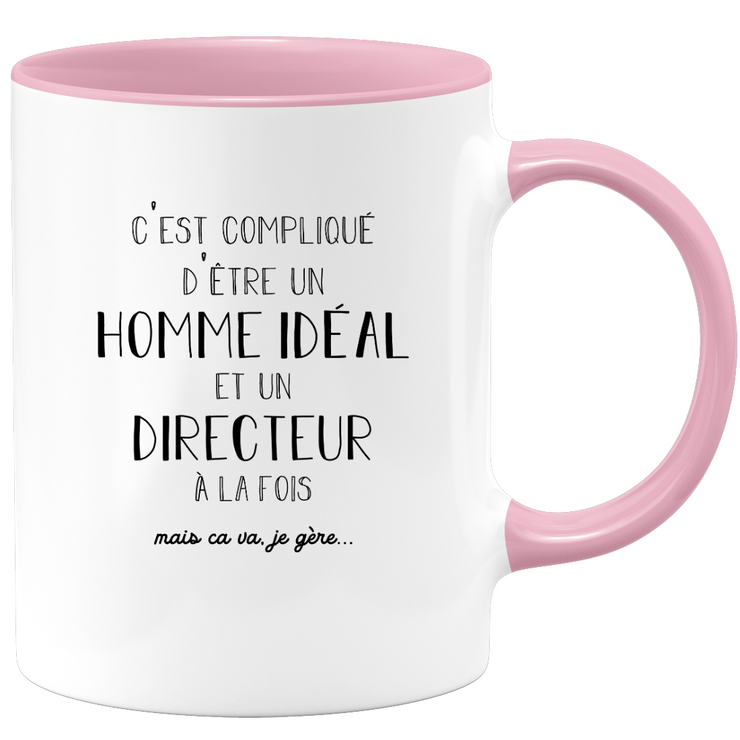 quotedazur - Mug C'est Compliqué D'Être Un Homme Idéal Et Un Directeur A La Fois - Cadeau Départ Homme, Femme, Chef, Stagiaire, Départ Retraite - Idée Cadeau Original, Humour, Drôle, Rigolo