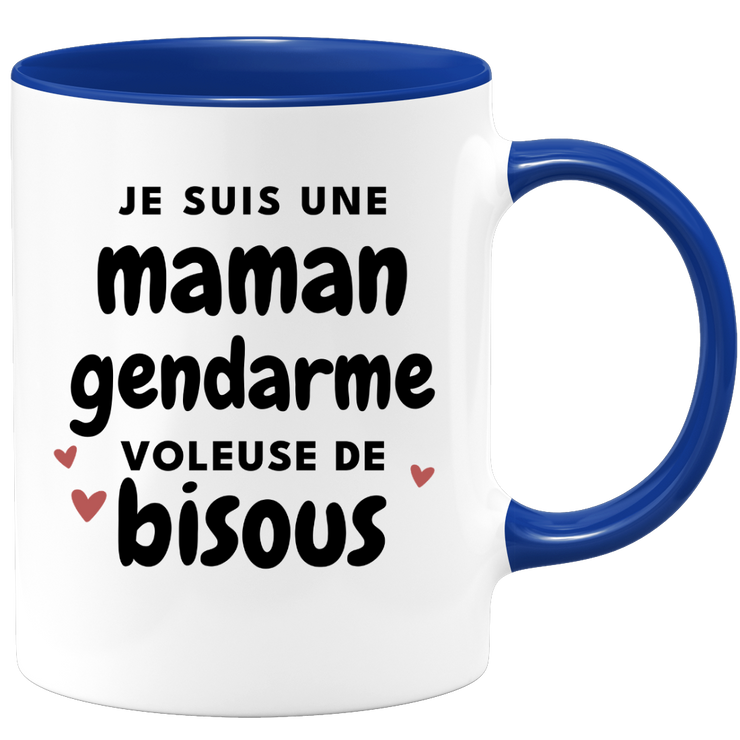 quotedazur - Mug Je Suis Une Maman Gendarme Voleuse De Bisous - Cadeau Fête Des Mères Original - Idée Cadeau Pour Anniversaire Maman - Cadeau Pour Future Maman Naissance