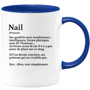 quotedazur - Mug Définition Prénom Nail Dieu Tout Simplement - Cadeau Humour Prénom - Idée Cadeau Famille Saint Valentin - Tasse Prénom Nail