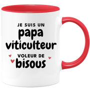quotedazur - Mug Je Suis Un Papa Viticulteur Voleur De Bisous - Cadeau Fête Des Pères Original - Idée Cadeau Pour Anniversaire Papa - Cadeau Pour Futur Papa Naissance