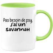 quotedazur - Mug Pas Besoin De Psy J'ai Un Savannah - Cadeau Humour Chat - Tasse Originale Animaux Cadeau Noël Anniversaire