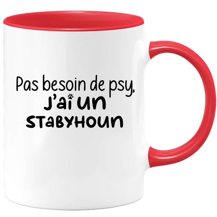 quotedazur - Mug Pas Besoin De Psy J'ai Un Stabyhoun - Cadeau Humour Chien - Tasse Originale Animaux Cadeau Noël Anniversaire