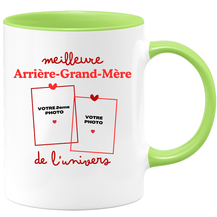 Mug Meilleure Arrière-grand-mère de l'univers - Mug personnalisé avec 2 photos famille