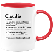 quotedazur - Mug Définition Prénom Claudia Déesse Tout Simplement - Cadeau Humour Prénom - Idée Cadeau Famille Saint Valentin - Tasse Prénom Claudia - Idéal Pour Noël Au Bureau