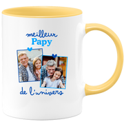 Mug Meilleur papy de l'univers - Mug personnalisé avec 2 photos famille
