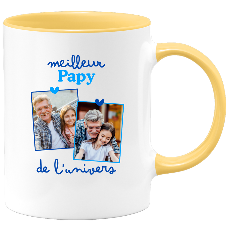 Mug Meilleur papy de l'univers - Mug personnalisé avec 2 photos famille