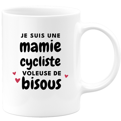 quotedazur - Mug Je Suis Une Mamie Cycliste Voleuse De Bisous - Cadeau Fête Des Grand Mères Original - Idée Cadeau Pour Anniversaire Mémé Cyclisme - Cadeau Future Mamy Naissance
