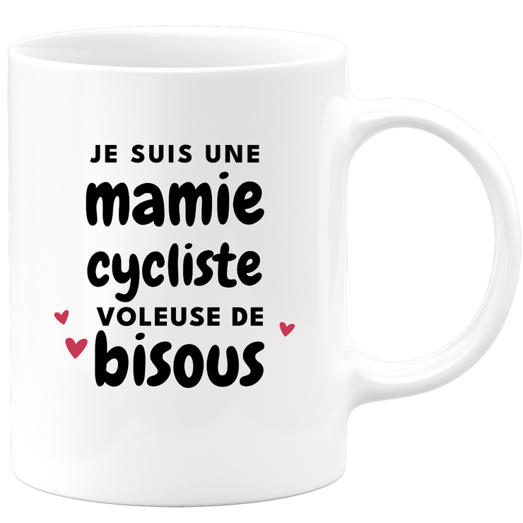 quotedazur - Mug Je Suis Une Mamie Cycliste Voleuse De Bisous - Cadeau Fête Des Grand Mères Original - Idée Cadeau Pour Anniversaire Mémé Cyclisme - Cadeau Future Mamy Naissance