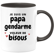 quotedazur - Mug Je Suis Un Papa Gendarme Voleur De Bisous - Cadeau Fête Des Pères Original - Idée Cadeau Pour Anniversaire Papa - Cadeau Pour Futur Papa Naissance