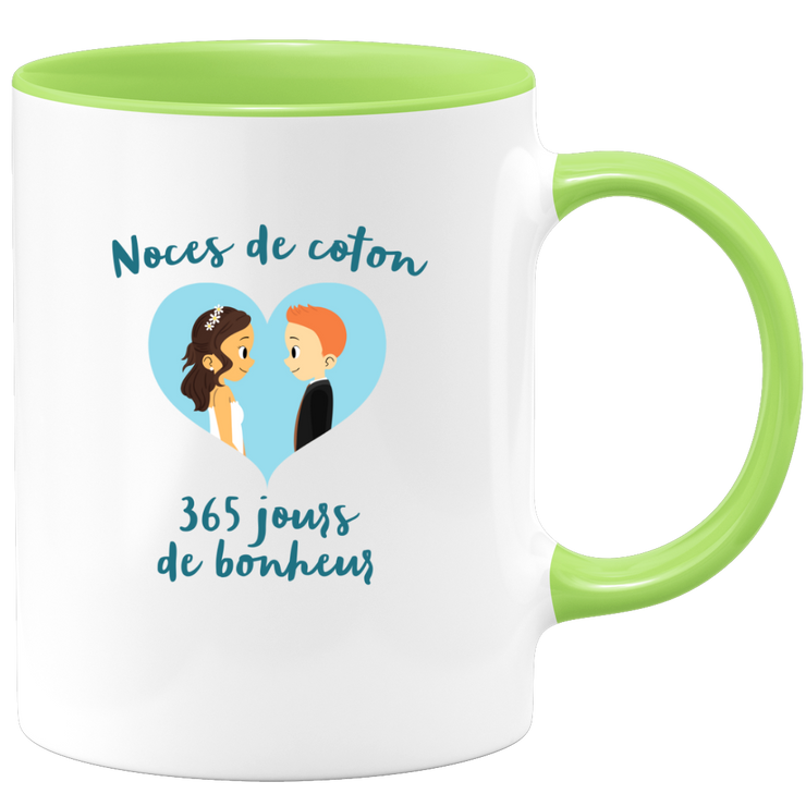 Gift one year of marriage cotton wedding - romantic tea cup couple gift - love anniversary man gift