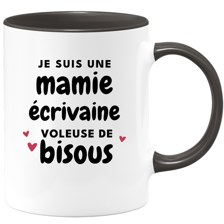 quotedazur - Mug Je Suis Une Mamie écrivaine Voleuse De Bisous - Cadeau Fête Des Grand Mères Original - Idée Cadeau Pour Anniversaire Mémé écriture - Cadeau Future Mamy Naissance