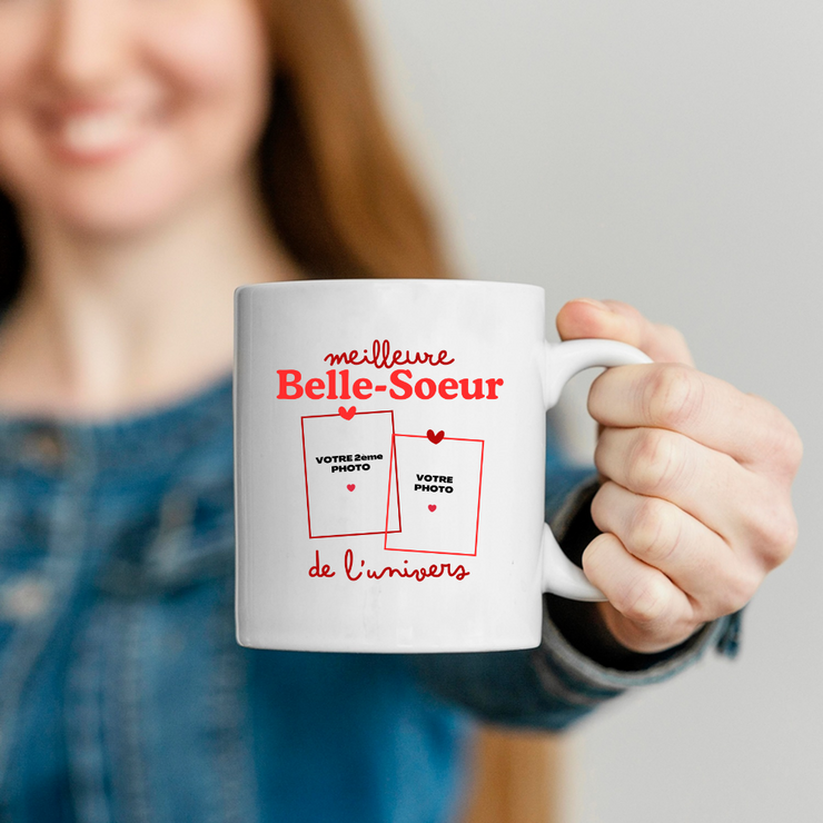 Mug Meilleure Belle-soeur de l'univers - Mug personnalisé avec 2 photos famille