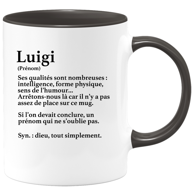 quotedazur - Mug Définition Prénom Luigi Dieu Tout Simplement - Cadeau Humour Prénom - Idée Cadeau Famille Saint Valentin - Tasse Prénom Luigi