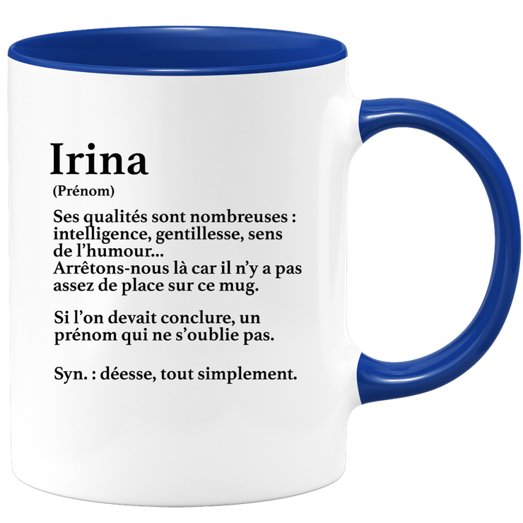 Mug Gift Irina - definition Irina - Personalized first name gift Birthday Woman Christmas departure colleague - Ceramic - White