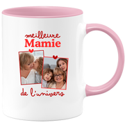 Mug Meilleure mamie de l'univers - Mug personnalisé avec 2 photos famille