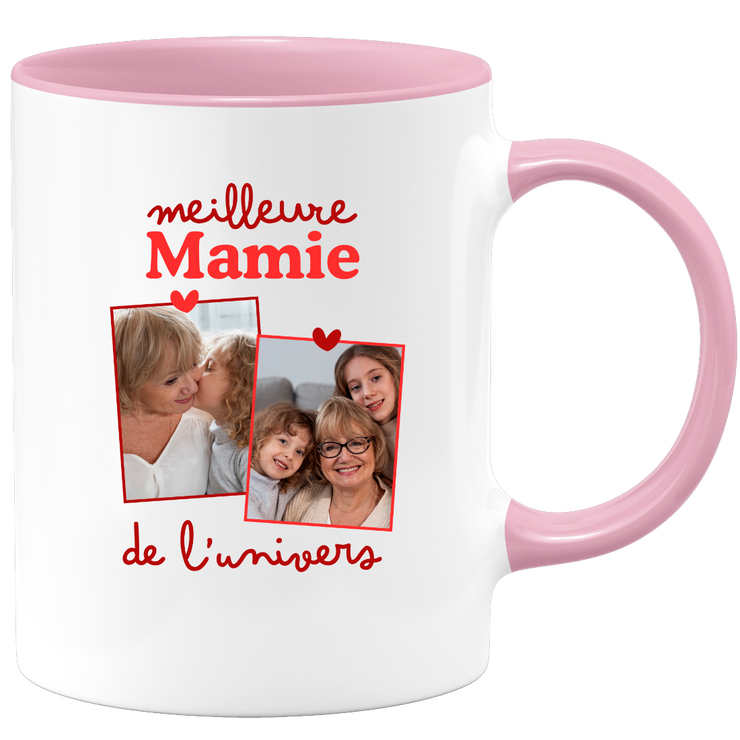 Mug Meilleure mamie de l'univers - Mug personnalisé avec 2 photos famille