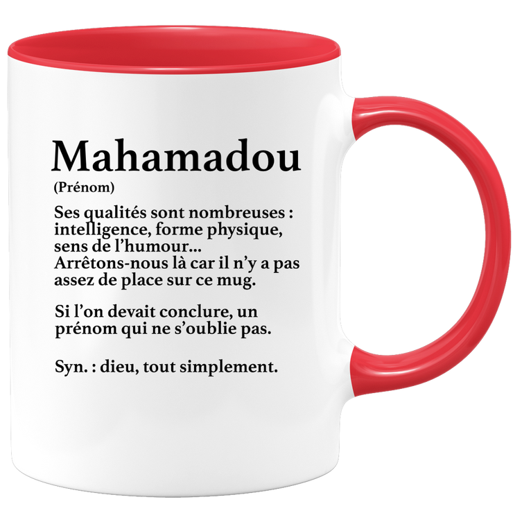 quotedazur - Mug Définition Prénom Mahamadou Dieu Tout Simplement - Cadeau Humour Prénom - Idée Cadeau Famille Saint Valentin - Tasse Prénom Mahamadou