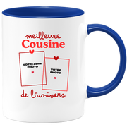 Mug Meilleure Cousine de l'univers - Mug personnalisé avec 2 photos famille