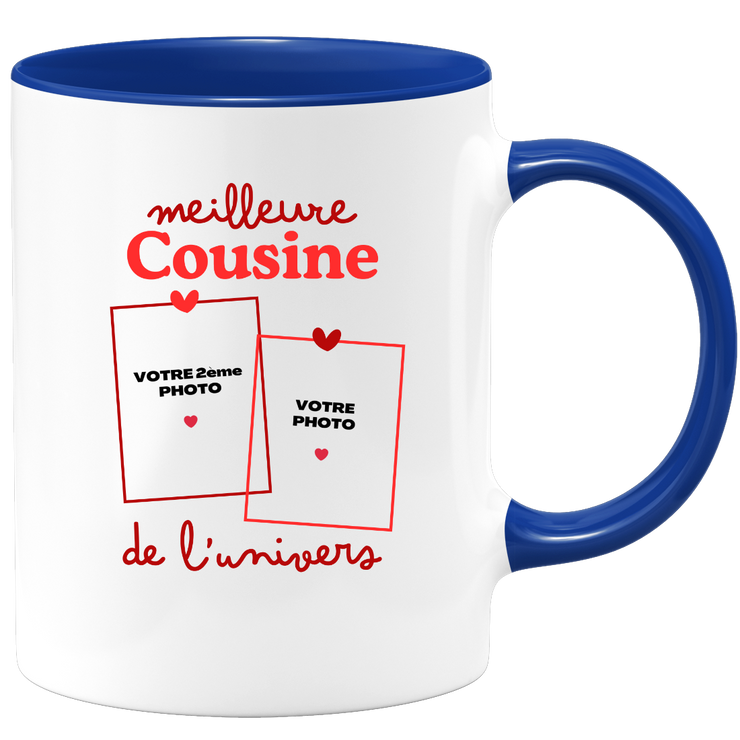 Mug Meilleure Cousine de l'univers - Mug personnalisé avec 2 photos famille