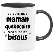 quotedazur - Mug Je Suis Une Maman Québécoise Voleuse De Bisous - Cadeau Pour Québécoise - Cadeau Personnalisé Pour Femme - Cadeau Original Pour Anniversaire, Noël, Future Maman Naissance