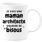 quotedazur - Mug Je Suis Une Maman Architecte Voleuse De Bisous - Cadeau Fête Des Mères Original - Idée Cadeau Pour Anniversaire Maman - Cadeau Pour Future Maman Naissance