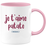 quotedazur - Mug Je T'aime Patate Bisous - Idée Cadeau Couple Amour Femme ou Homme Pour La Saint Valentin, Anniversaire Ou Noël