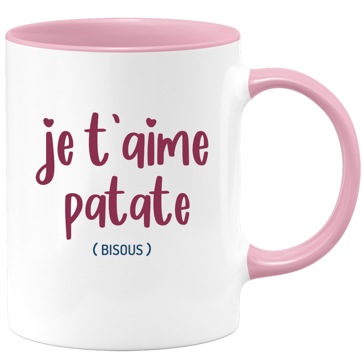 quotedazur - Mug Je T'aime Patate Bisous - Idée Cadeau Couple Amour Femme ou Homme Pour La Saint Valentin, Anniversaire Ou Noël